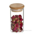 Transparent Food Storage Canister with Wooden Lid